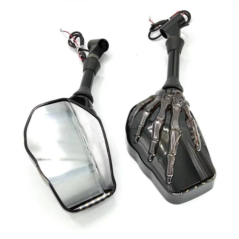 Motorcycle Mirror Motorrad Rückspiegel Schädel Hand Muster Geist Klaue Licht Blinker Spiegel Fit 10 Mm 8 Mm Gewinde Schrauben Motor Spiegel Handlebar Mirrors von Pfdwmdoi