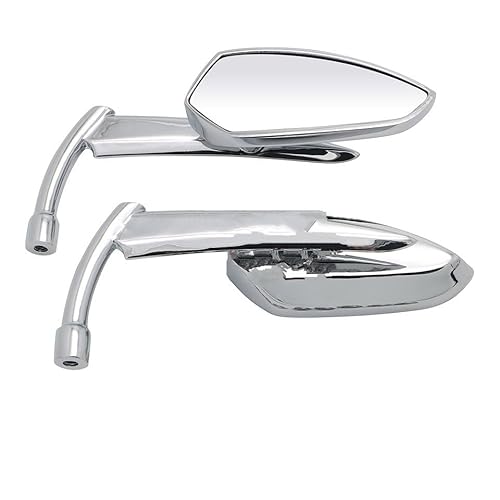 Motorcycle Mirror Motorrad Zubehör 8mm/10mm Gewinde Rückspiegel Für Sportster Für XL 883 Touring Handlebar Mirrors(5 Chrome) von Pfdwmdoi