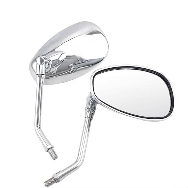 Motorcycle Mirror Universal 10mm Chrom Rückspiegel Motorrad FÜR Motocross FÜR Roller FÜR E-bike FÜR Racing Motorrad FÜR Seite Spiegel Zubehör Handlebar Mirrors von Pfdwmdoi