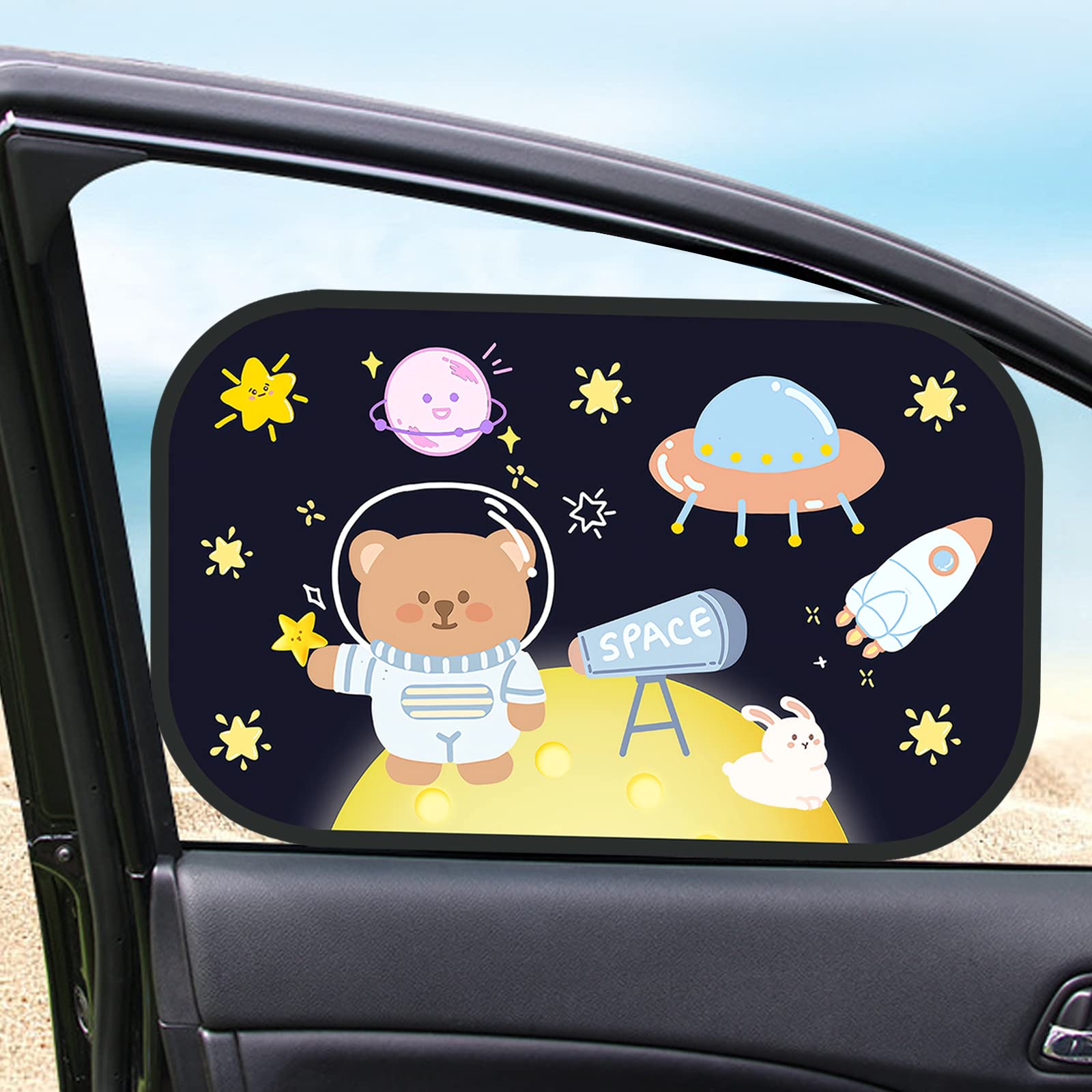 Phantasy® Sonnenschutz für Auto, Kinder, 2 Stück, Autozubehör, 51 x 31 cm, niedlich, Cartoon, Sonnensegel, Auto, Kinder, mit UV-Schutz von Phantasy