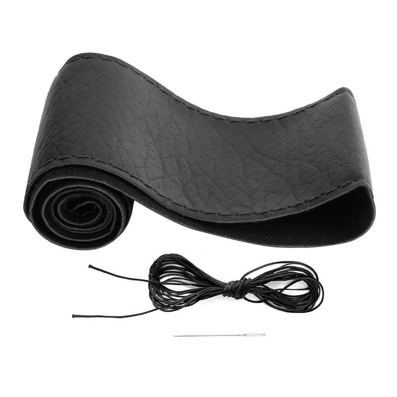 DIY-Nähset, Lenkradbezug, Elefantenhaut, Genarbtes Leder für Auto-Innendekoration, 38,1 cm, Schwarz und Rot (Black) von Phefop