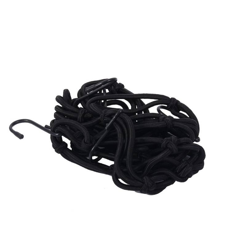 Touring Net String Bag Ladenetz für Motorräder mit 6 Haken, lässt sich am Rücksitz befestigen, elastisches Seil, verhindert das Herunterfallen der Ladung, sichert das Gepäck (BLACK) von Phefop