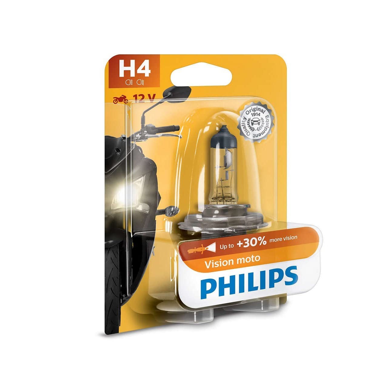 Philips 12342PRBW Vision Moto H4 Motorrad-Scheinwerferlampe, 1er Blister von Philips automotive lighting