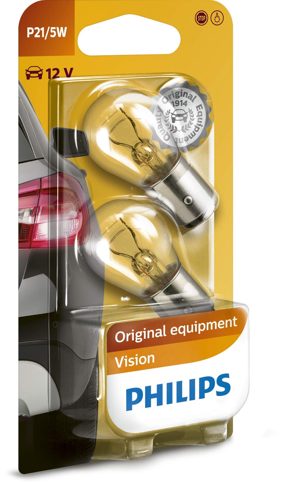 Philips 12499B2 Kugellampe Vision P21/5W Signallampe, 2er Blister, 13.50x9.50x13.50, White von PHILIPS