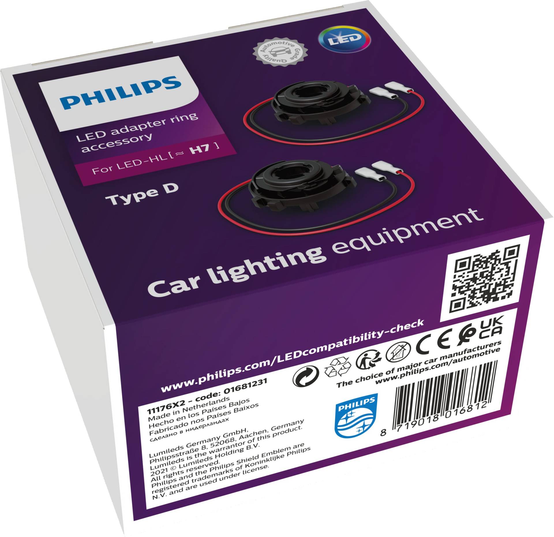 Philips Adapter-Ring H7-LED Typ D, Lampenhalterung für Philips Ultinon Pro6000 H7-LED von PHILIPS