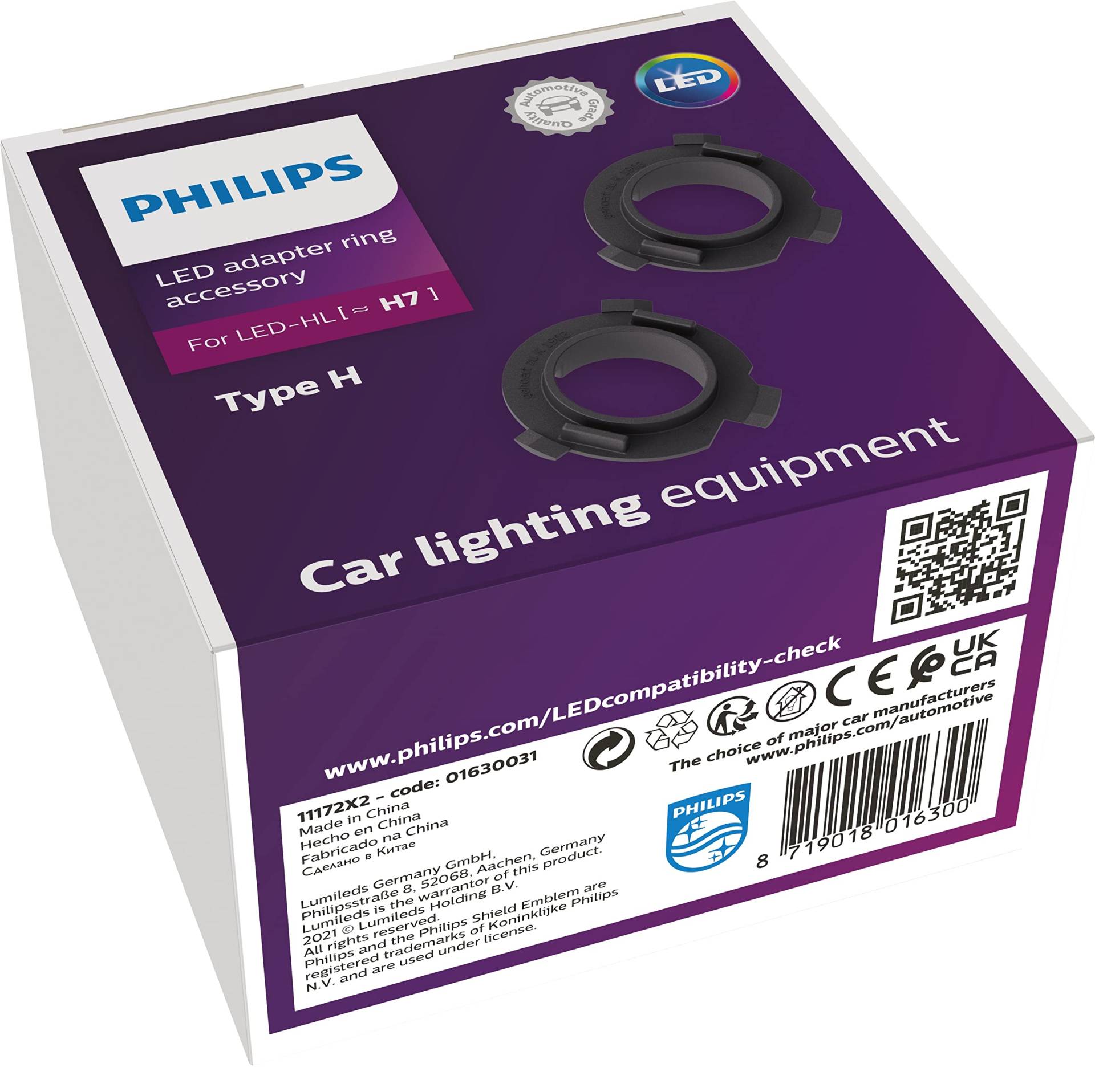 Philips automotive lighting Adapter-Ring H7-LED Typ H, Lampenhalterung für Philips Ultinon Pro6000 H7-LED, schwarz von Philips automotive lighting