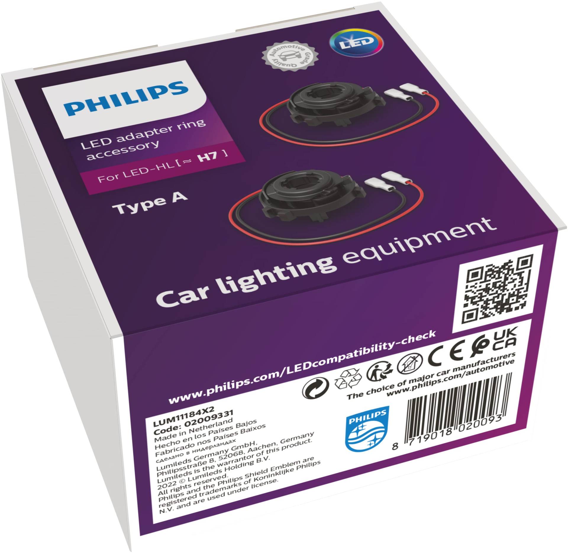 Philips Adapter-Ring H7-LED Typ A, Lampenhalterung für Philips Ultinon Pro6000 H7-LED von PHILIPS