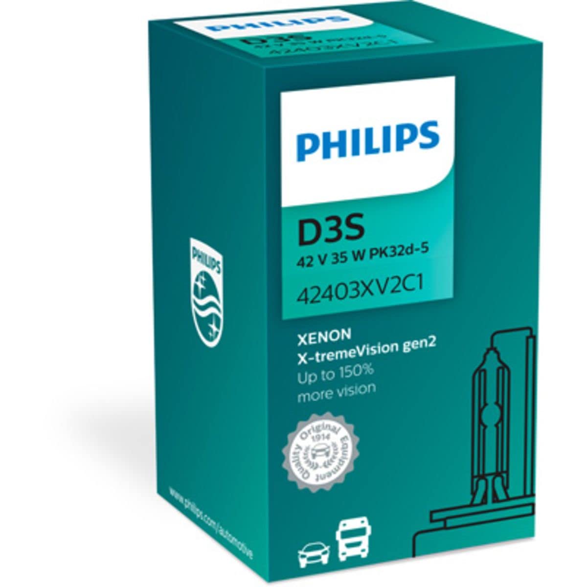 D3S X-tremeVision Gen2 35W (1 Stk.) Philips Lampenart: D3S (Gasentladungslampe 42403XV2C1 von PHILIPS