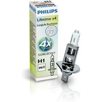 Glühlampe Halogen PHILIPS H1 LongLife EcoVision 12V, 55W, 1 Stück von Philips