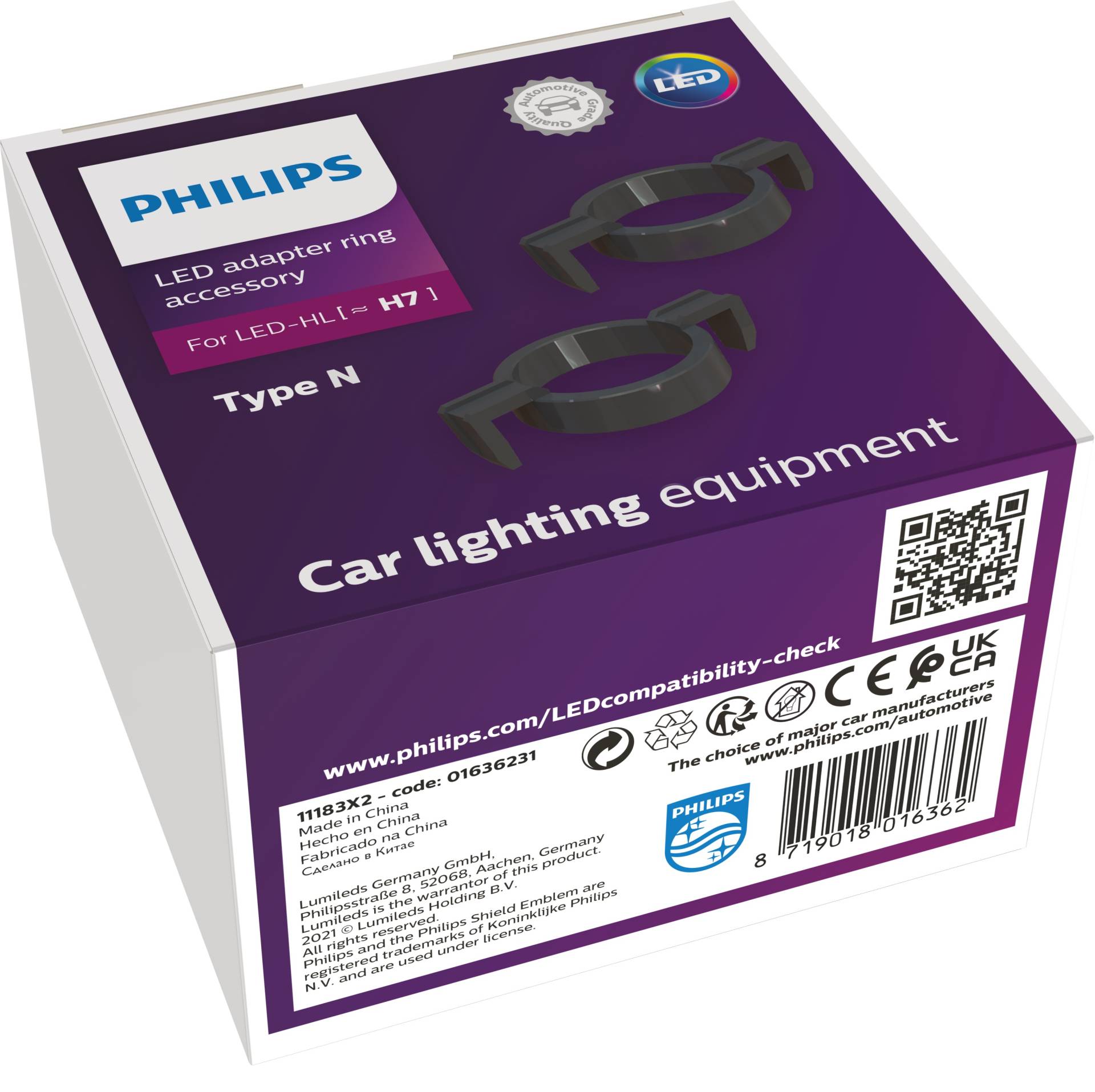 PHILIPS Adapter-Ring H7-LED TYP N, 2 Stück von Philips