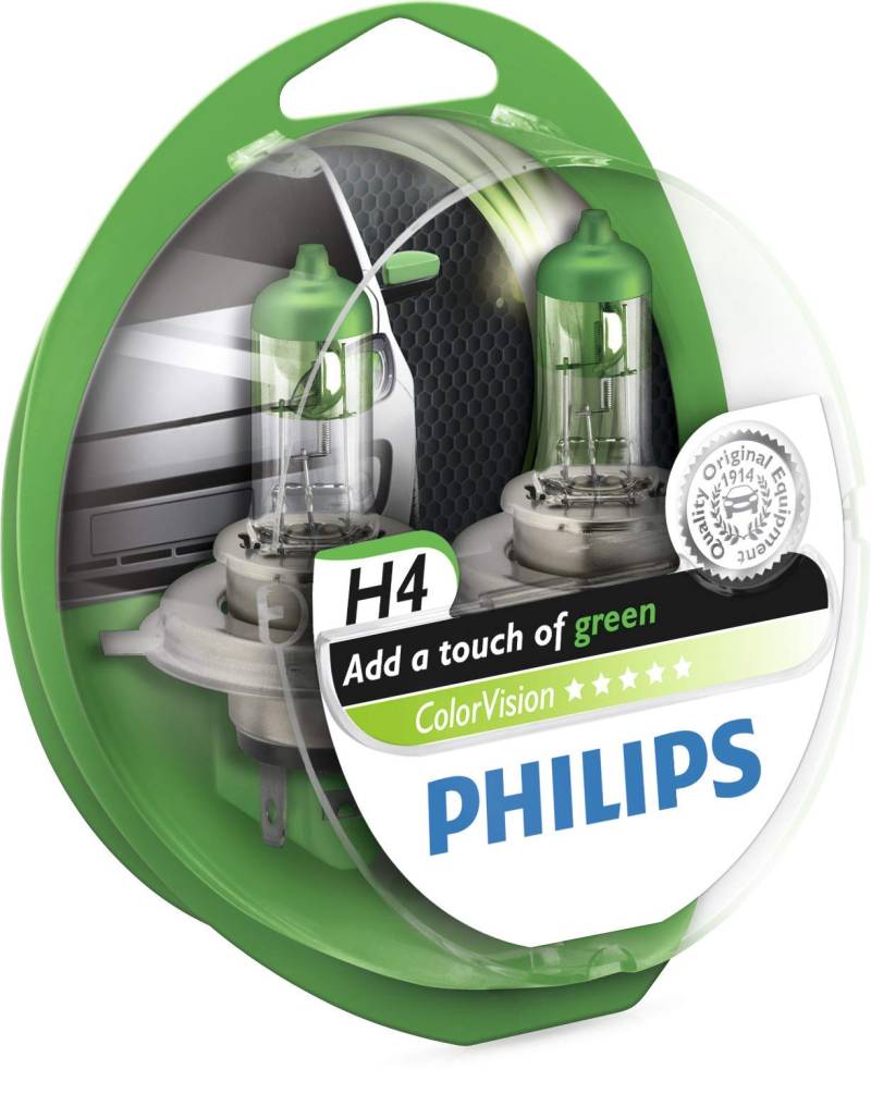 Philips 36787428 ColorVision Scheinwerferlampe H4 2-er Kit, grün von Philips