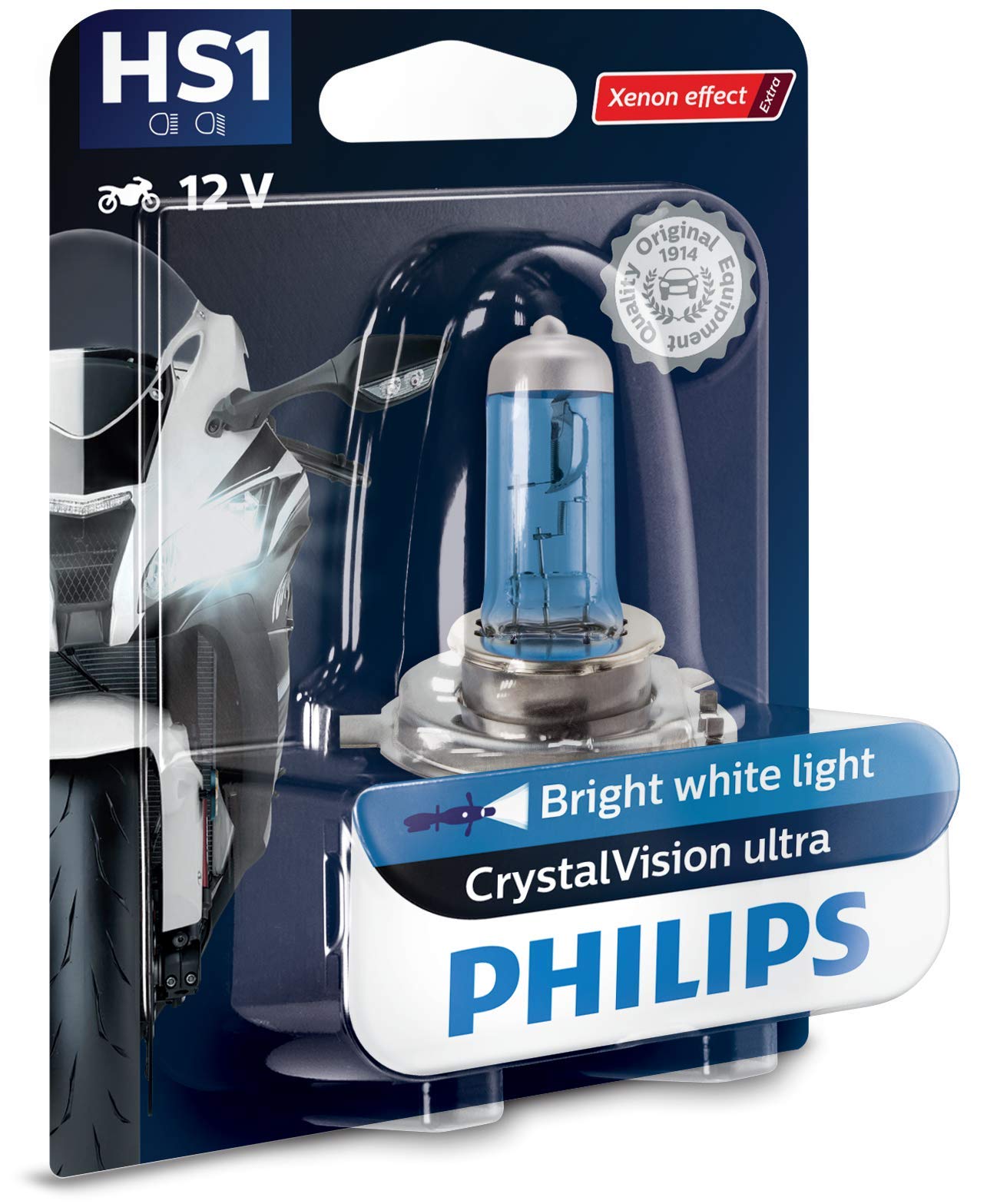 Philips 12636BVBW CrystalVision ultra Moto HS1 Motorrad-Scheinwerferlampe, 1 Stück von PHILIPS