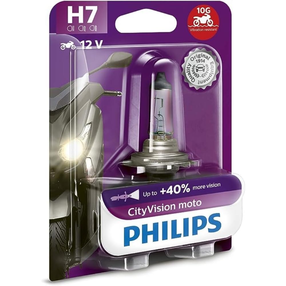 Philips 12972CTVBW City Vision Moto H7 Motorrad-Scheinwerferlampe, 1er Blister von PHILIPS