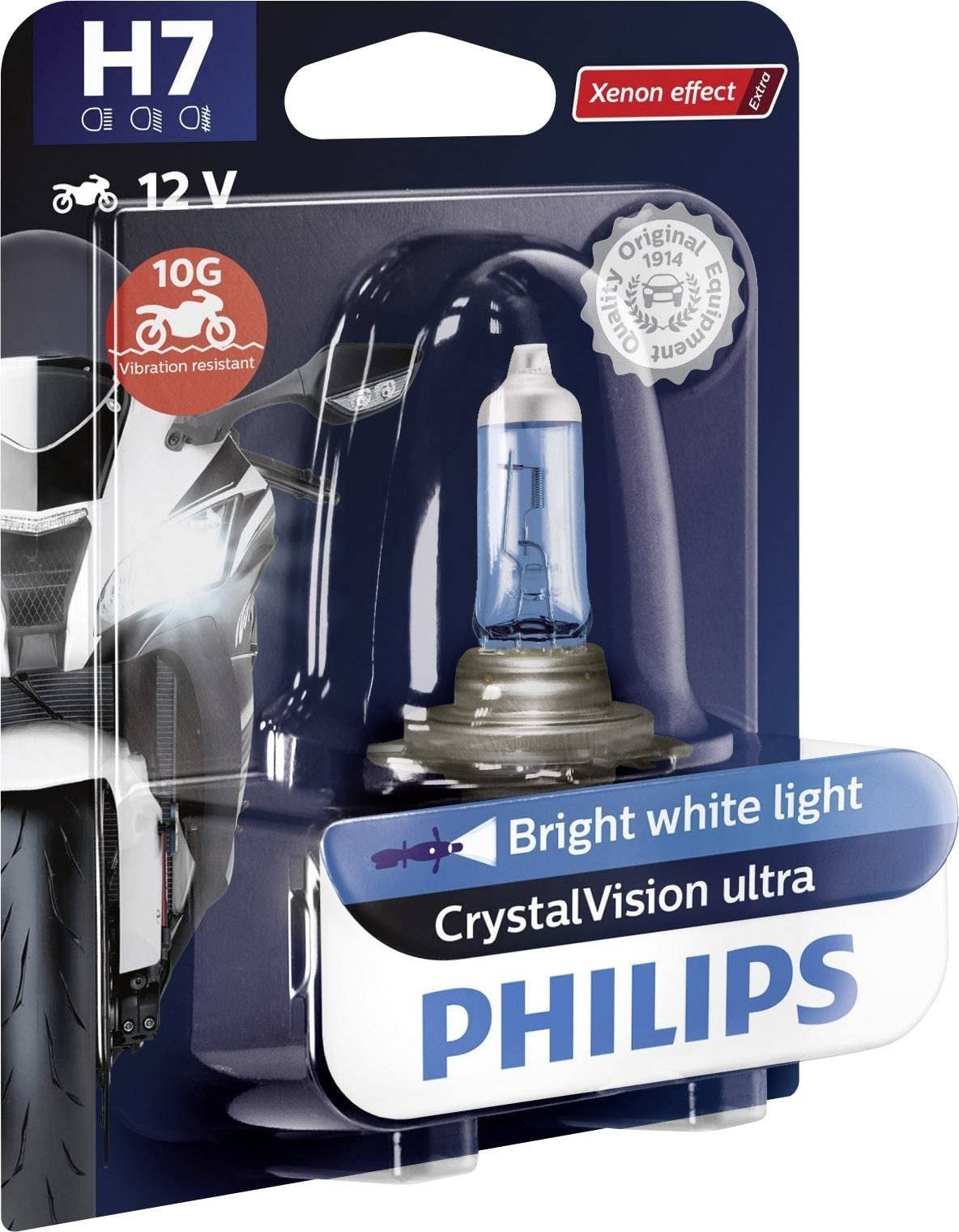 Philips 12972CVUBW Crystalvision Ultra Moto H7 Motorrad-Scheinwerferlampe, 1 Stück von Philips automotive lighting