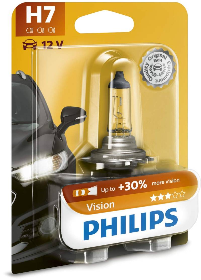 Philips 12972PRB1 Vision +30% H7 Halogen Scheinwerferlampe 12 V, 55 W, 1er Blister, White von PHILIPS