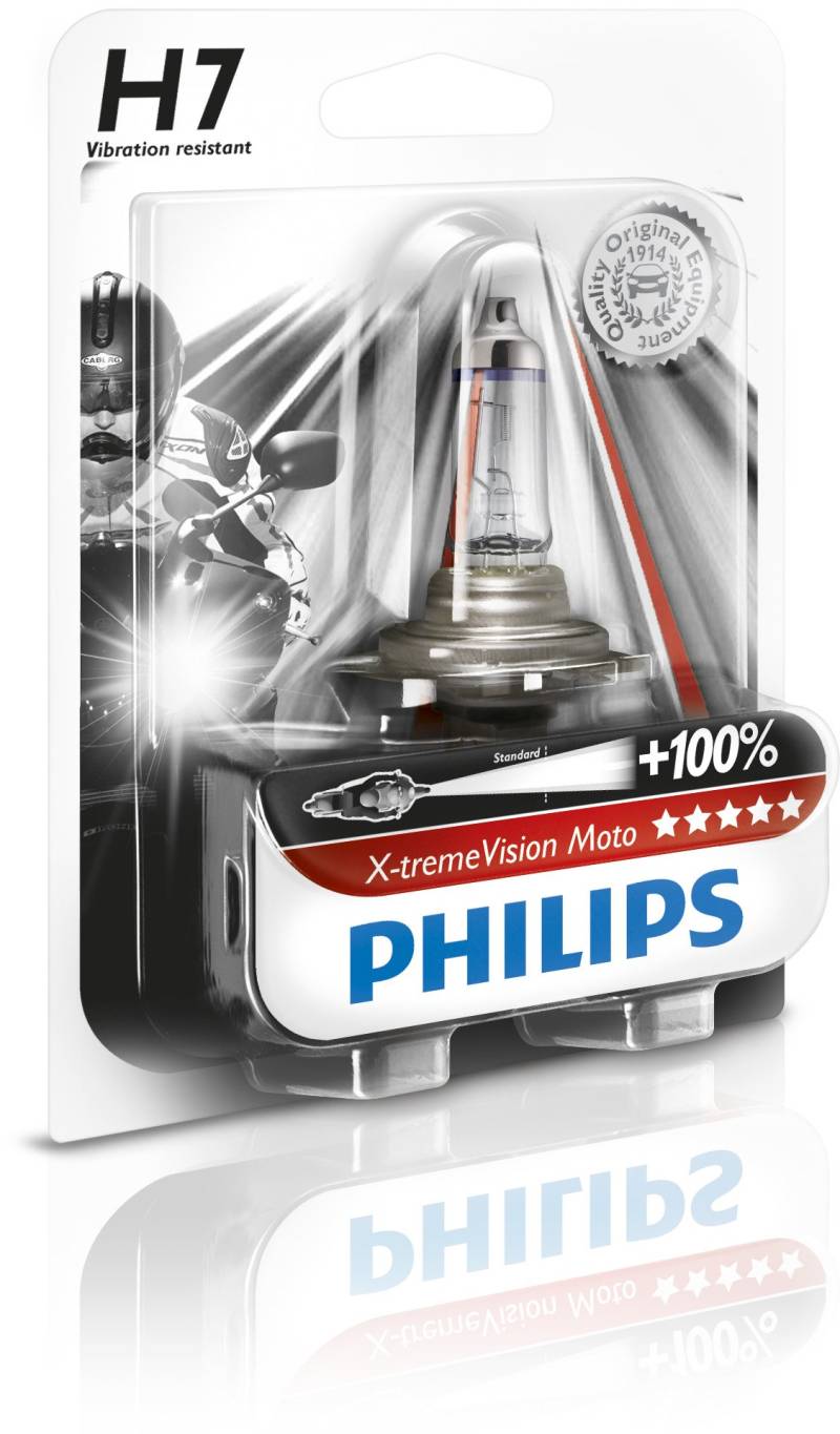 Philips 12972XVBW X-Treme Vision Moto H7 Motorrad-Scheinwerferlampe, 1-er Blister von Philips