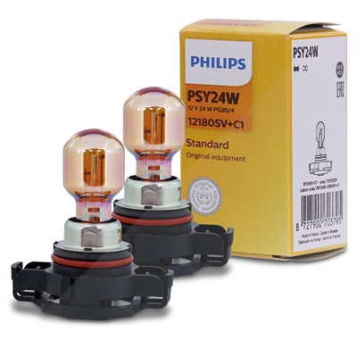 Philips 2x PSY24WSV+ Silver Vision Plus [Hersteller-Nr. 12180SV+C1] für Audi, BMW, Citroën, Jeep, Lancia, Land Rover, Mercedes-Benz, Opel, Volvo, VW von Philips