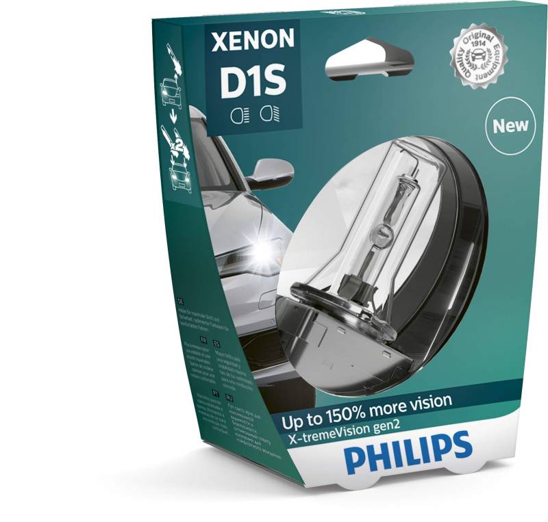 Philips 85415XV2S1 Xenon-Scheinwerferlampe X-tremeVision D1S Gen2, Einzelblister von PHILIPS