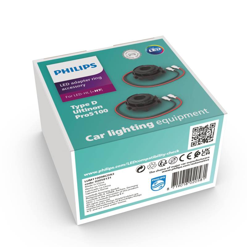 Philips Adapterringe Typ RCD für LED-Scheinwerferlampen (H7) Ultinon Pro5100 von PHILIPS