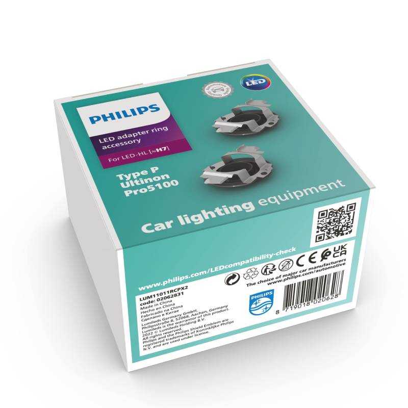 Philips Adapterringe Typ RCP für LED Scheinwerferlampen (H7) Ultinon Pro5100 von PHILIPS