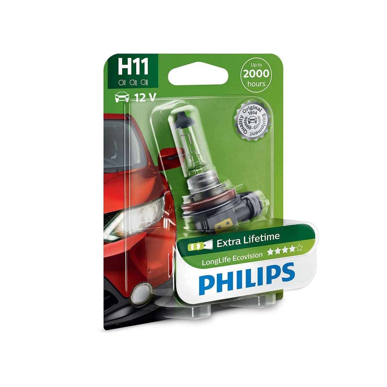 Philips LongLife EcoVision H11 Scheinwerferlampe 12362LLECOB1, 1er Blister von PHILIPS