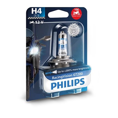 Philips H4 RacingVision GT200 Moto 12V 60/55W P43t [Hersteller-Nr. 12342RGTBW] von Philips