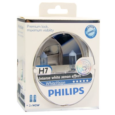 Philips H7 WhiteVision Fahrzeugscheinwerferlampe [Hersteller-Nr. 12972WHVSM] von Philips