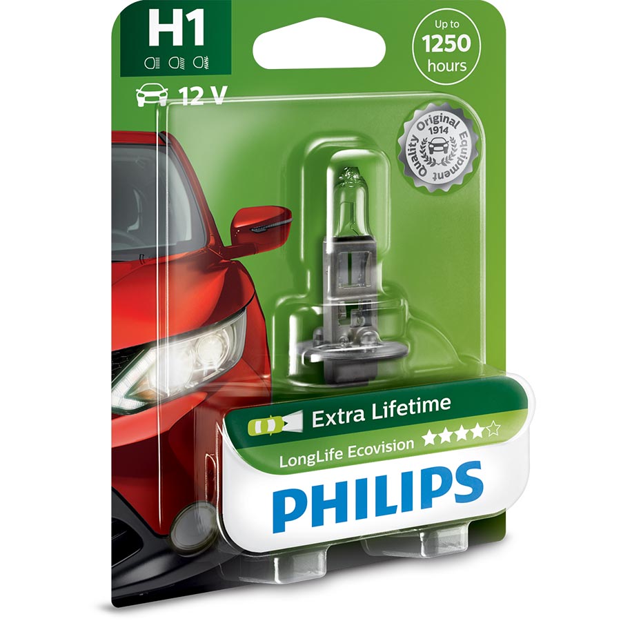 Philips LongLife EcoVision H1Glühlampe, 1 Stück von Philips