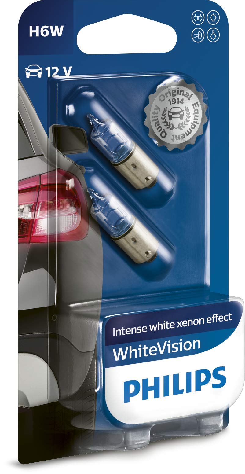 Philips WhiteVision Xenon-Effekt H6W Autolampe 12036WHVB2, Doppelblister, Double blister von Philips