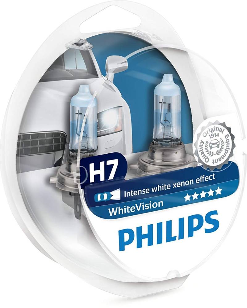 Philips WhiteVision Xenon-Effekt H7 Scheinwerferlampe 12972WHVSM, 2er-Set von PHILIPS