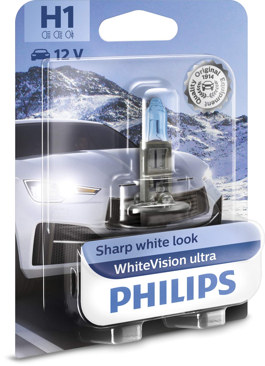 Philips WhiteVision ultra H1 Scheinwerferlampe, Einzelblister, 523630, Single blister von Philips automotive lighting