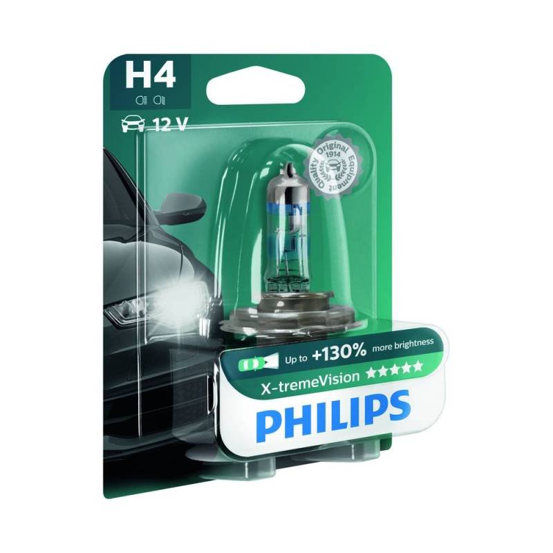 PHILIPS X-tremeVision +100% H4 Scheinwerferlampe 12342XVB1, Einzelblister White 13.50x9.50x13.50 von PHILIPS