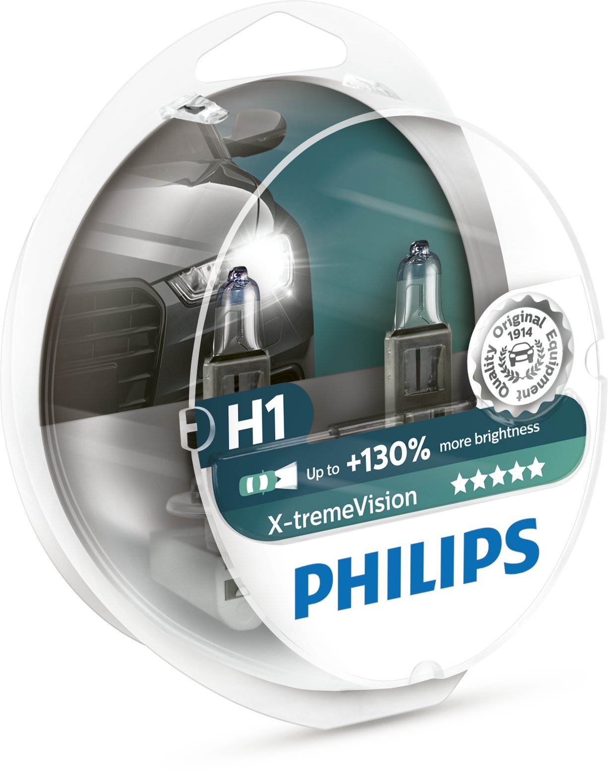 Philips X-tremeVision +130% H1 Scheinwerferlampe 12258XV+S2, 2er-Set, Twin box von Philips