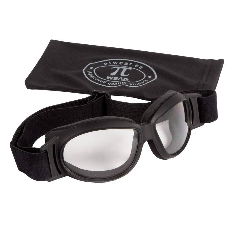 PiWear® Black Hills klar (CL) I kleine Motorradbrille über Helm winddicht rutschfest gepolstert beschlagfrei von PiWear