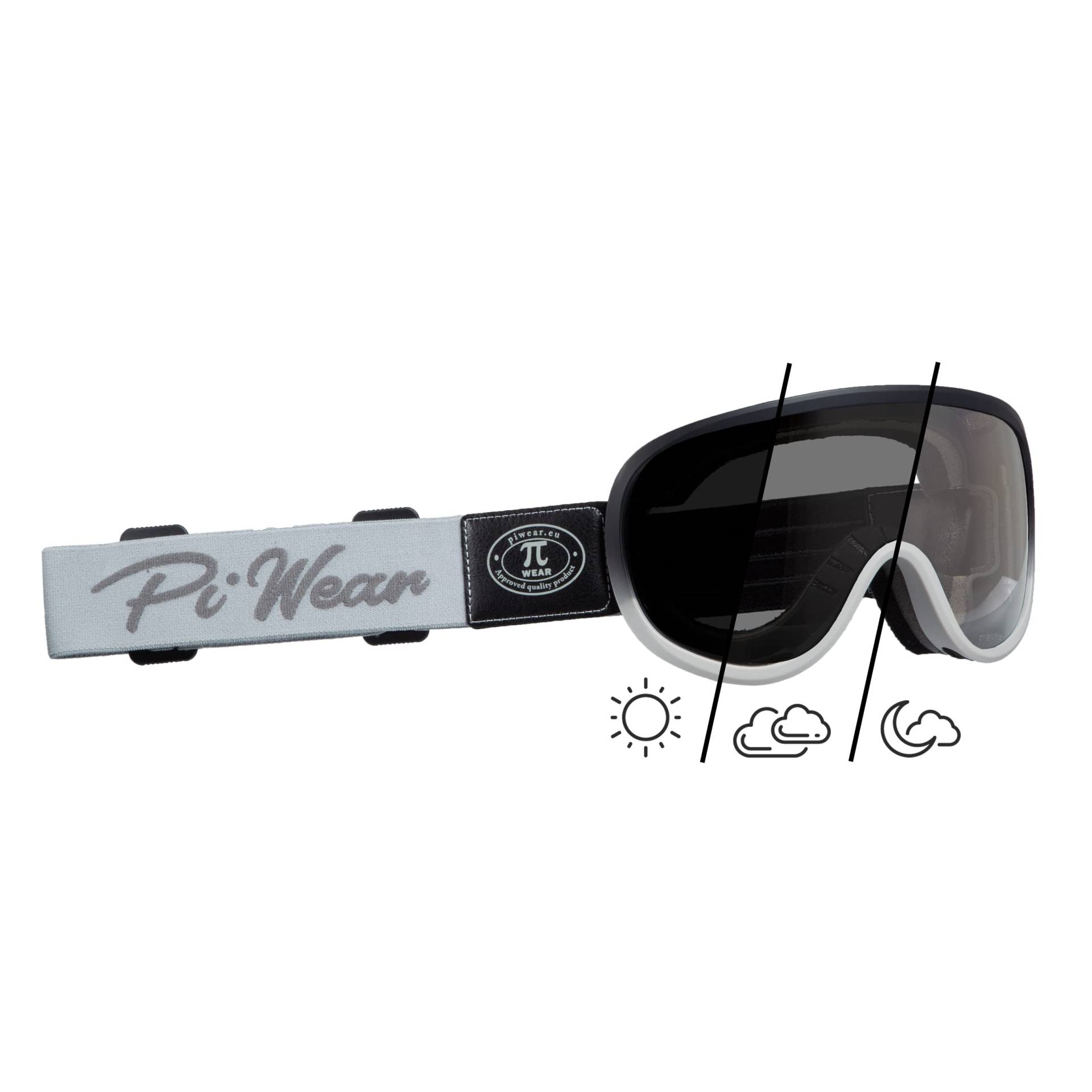 PiWear Arizona Titanium 24DCL | selbsttönend retro Motorradbrille Crossbrille Überbrille für Brillenträger UV400 von PiWear