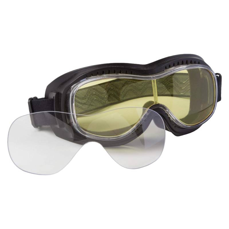 PiWear Motorradbrille Schutzbrille Toronto Kit, schwarz, mit klarem und gelbem Glas von PiWear