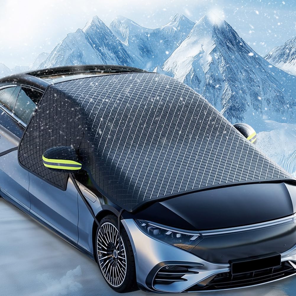 Frontscheibenabdeckung Winter XXL Magnetische Windschutzscheibenabdeckung mit 10 Magnet, Scheibenabdeckung Abdeckung Auto Frontscheibe für Gegen Schnee,EIS, Frost, Staub, UV,für Meisten Autos Geeignet von Piashow