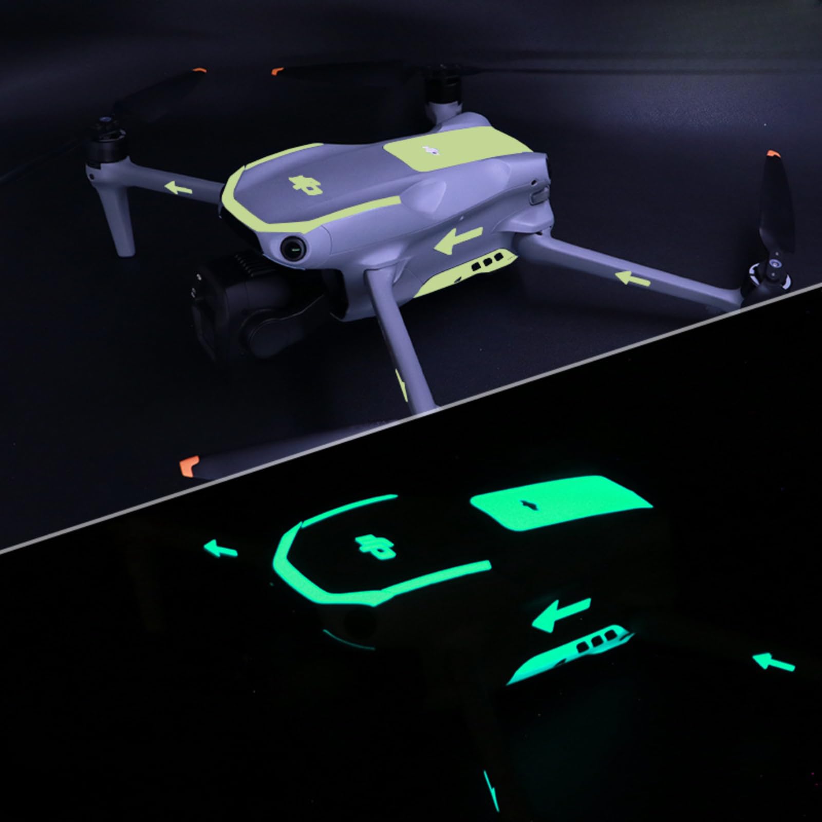 Drohne Leuchtende Aufkleber für DJI Air 3S Glow in the Dark Film Cool Sticker Selfie Drone Traversing Machine von Pidynx