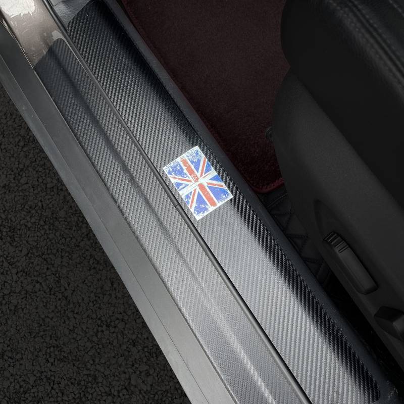 4 Stück 4D Carbon Fiber Trittschutz für Autotüren, Kohlefaser Einstiegsleisten Türschweller Aufkleber, Car Threshold Kick Plates Abdeckung Schutz Zubehör (UK Flag) von Pikioraz