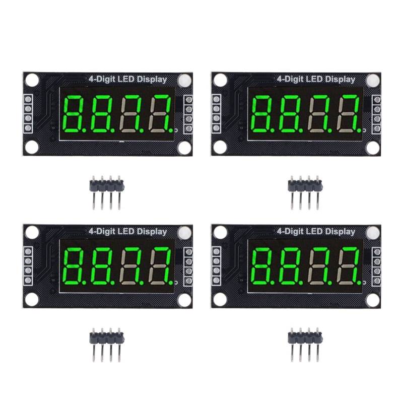 4-stelliges 7-Segment-Digitalröhren-Anzeigemodul LED TM1637-Treiberchip,4 Stück 0,36-Zoll-7-Segment-Anzeige-Digitalröhre, LED-Anzeige-Digitalröhre, Display-Zeituhranzeige-Ziffernröhre(Grün) von Pilipane