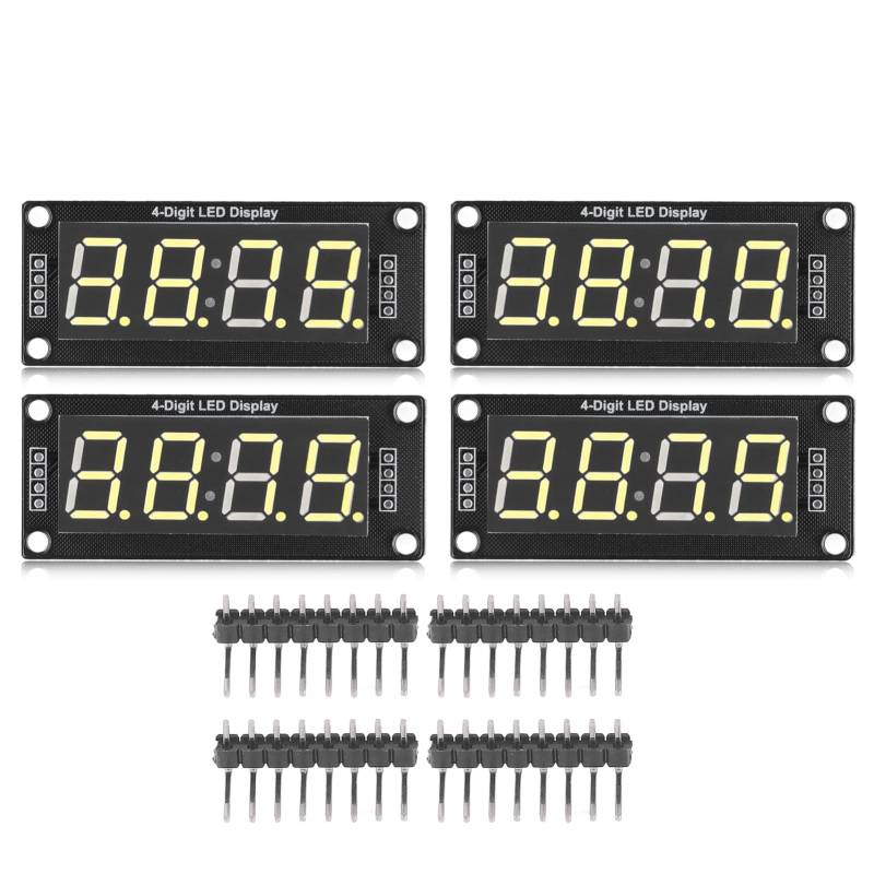 Pilipane TM1637 LED-Anzeige Digitalröhre,4 Stück 0,56 Zoll Digitalröhre LED 4-stellige 7-Segment-Anzeige, Anzeige Der Zeitschaltuhr, Ziffernröhre, LED-Digitalanzeigetafel(Gelb) von Pilipane