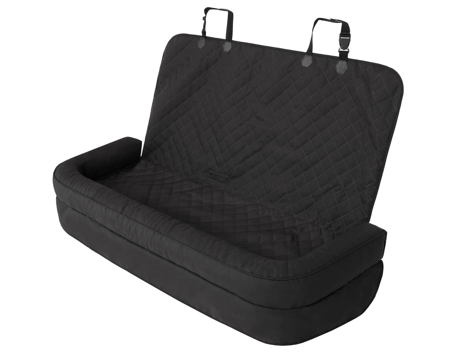 PillowPrim Hundeautositz, Hundedecke Auto rückbank, Transportbox Katze, Hundebox, Hundekorb, Hundegeschirr, Hundebett, Hundekörbchen, Schwarz Oxford, 133 x 45 cm von PillowPrim