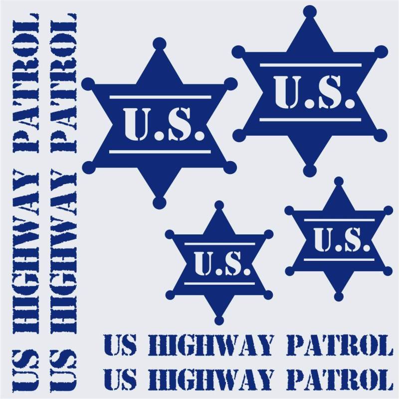 Pimastickerslab Set 8 Aufkleber Sheriff Military us Army U.S.A. Patrol Geländewagen 4 x 4 Racing Auto Car Tuning Helm Cod. 1744 (049 königsblau) von Pimastickerslab