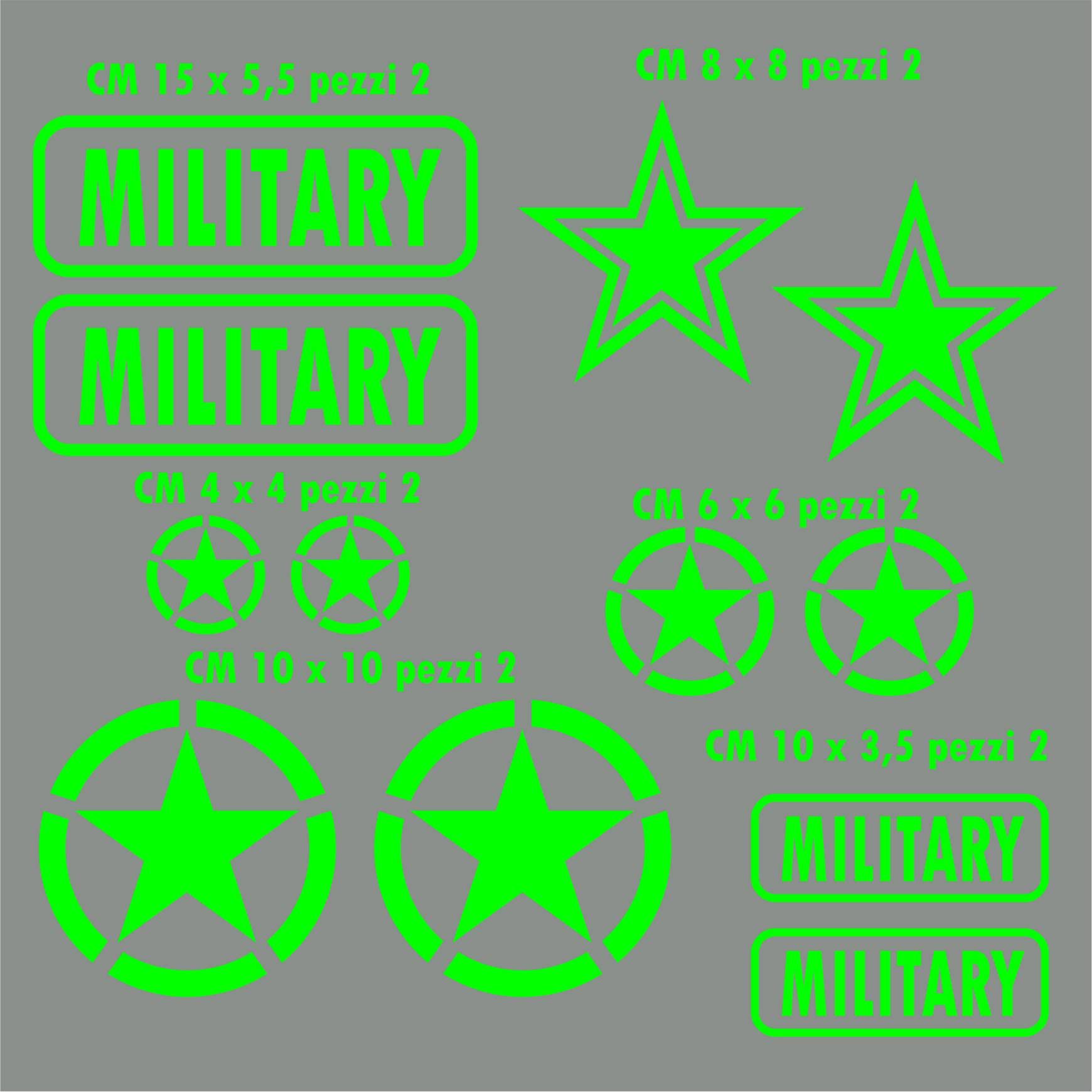 Pimastickerslab Set mit 12 Aufklebern US Army USA Marines War 4 x 4 off Road Auto Wohnmobil Aufkleber Auswahl Farbe und Größe -Code 1656 (069 Neongrün, matt (matt_matt_undurchsichtig)) von Pimastickerslab