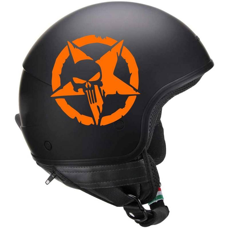 Pimastickerslab Set mit 2 Aufklebern, Militärstern, Punisher, Motorradhelm, Autotankoffer, Chopper Harley, Artikelnummer: 1707 (035 orange) von Pimastickerslab