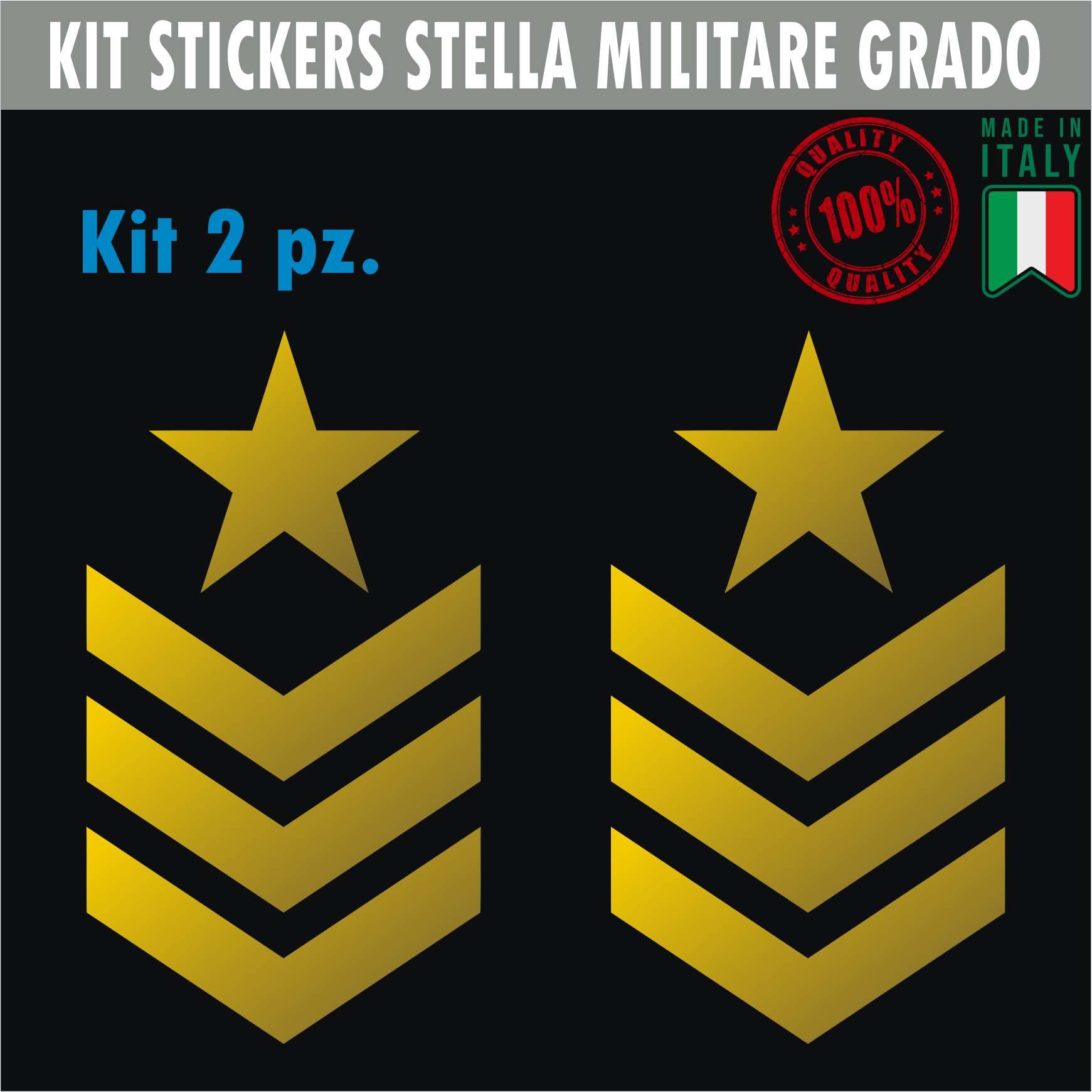 Pimastickerslab Set mit 2 Aufklebern Militäraufkleber Us Army Grad 4 x 4 off Road Auto Wohnmobil Motorrad Decal Wählen Sie Farbe Größe -1661 - (091 Gold, 14 x 25 cm) von Pimastickerslab