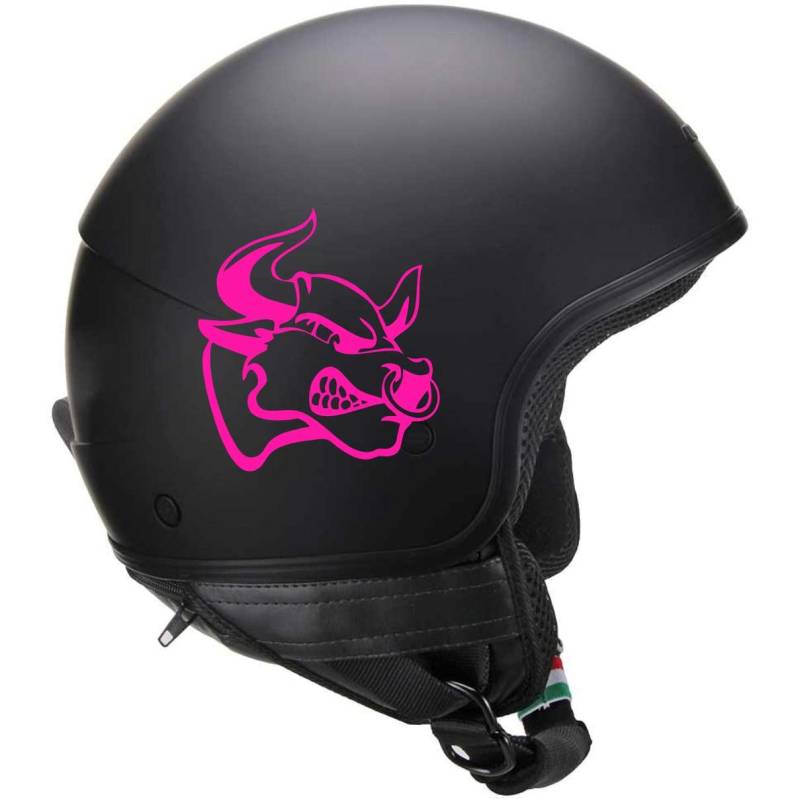 Pimastickerslab Set mit 2 Aufklebern für Helm, Tiere, Bulls, Motorrad, Auto, Koffer, Chopper Harley, Artikelnummer: 1732 (046 Fluo-Pink) von Pimastickerslab