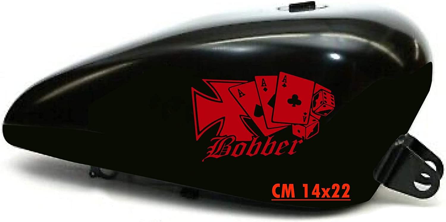 Set 2 Aufkleber Motorrad Tank Jolly Ass Kreuz Mörtel Chopper Harley Custom Vintage Code 1664 (031 rot, matt (matt_opaque)) von Pimastickerslab