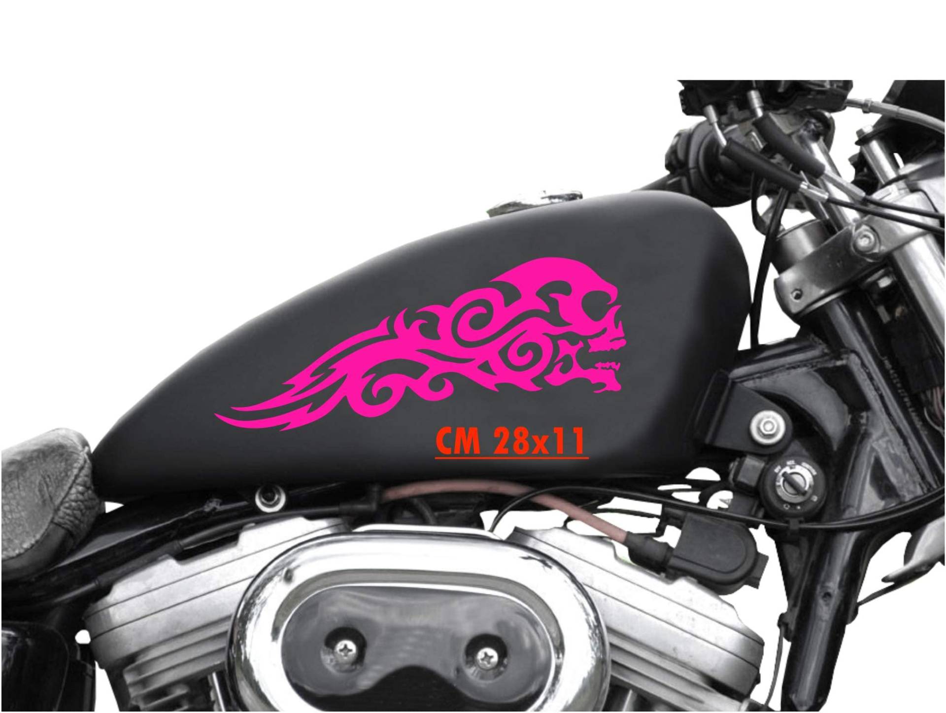 Set mit 2 Aufklebern für Motorrad-Tank, Tribal-Flamme, Chopper Harley Vintage-Artikelnummer 1663 (046 Rosa Fluo, matt (matt_opaque_)) von Pimastickerslab