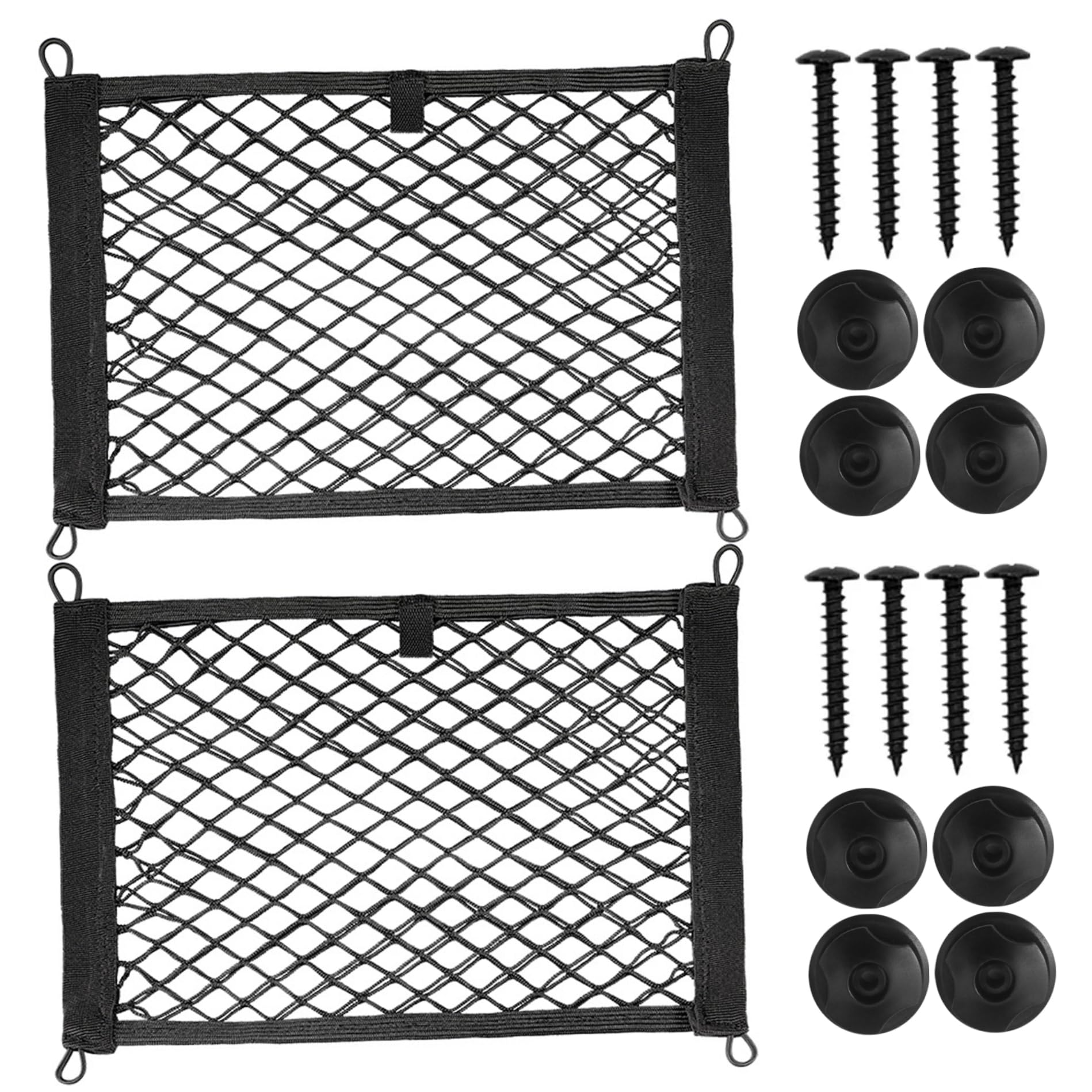 2pcs Car Trunk Net 24x10 '' Wandmontierte elastische Frachtnetz Easy Schraubinstallation Raumsparende kleine Frachtnetz für Kofferraumseite Aufbewahrung und Organisation, kleines Frachtnetz von Pineeseatile